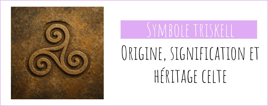 Symbole triskell celtique gravé dans une pierre ancienne, représentant la spiritualité bretonne