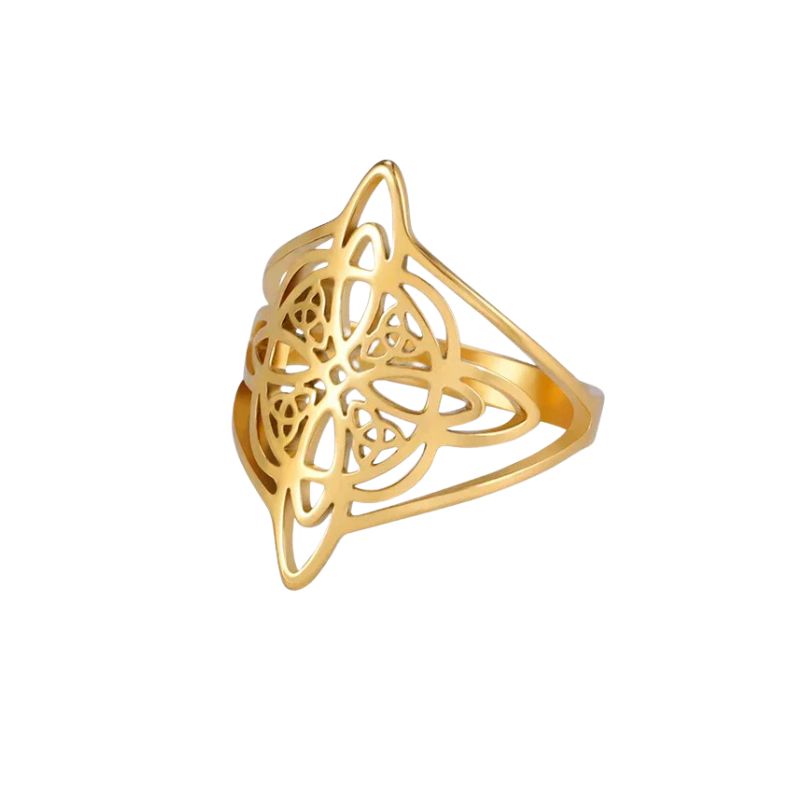 Bague nœud de sorcière en acier inoxydable finition or