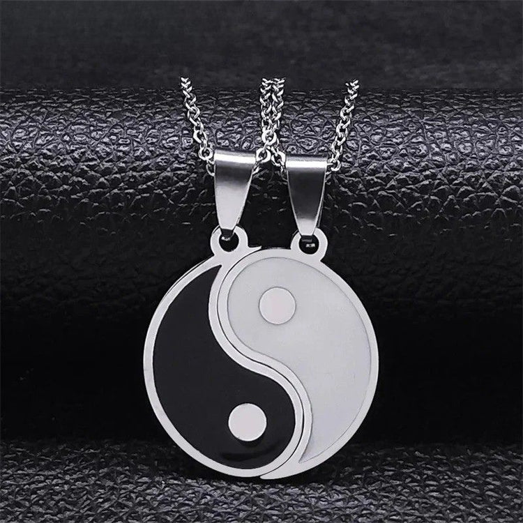 Collier Yin Yang Couple en acier inoxydable