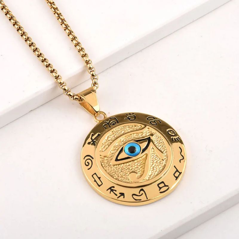 Pendentif Oeil d'Horus Or protection en acier inoxydable