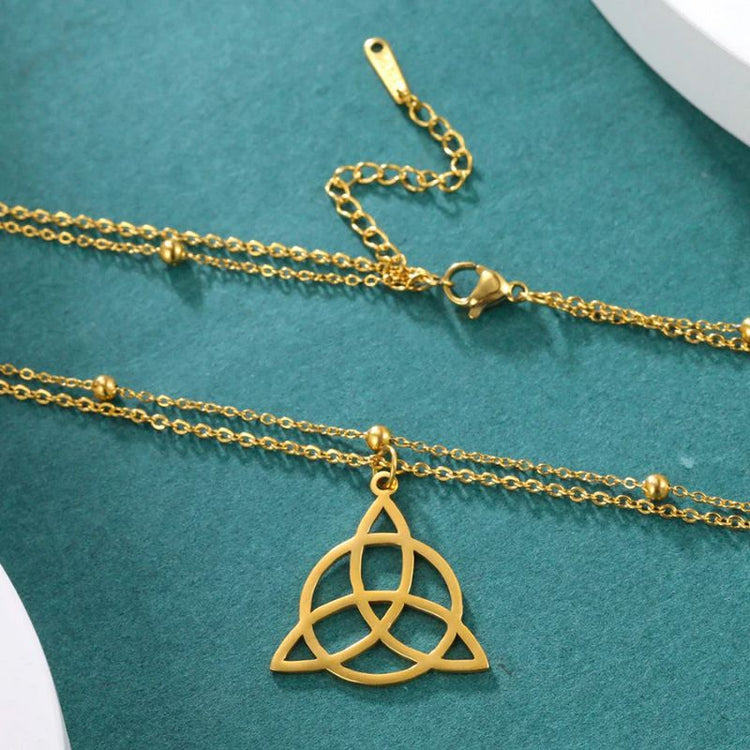 Pendentif Triquetra en acier inoxydable finition or