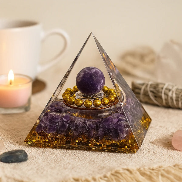 Pyramide orgonite de protection avec symbole de Métatron