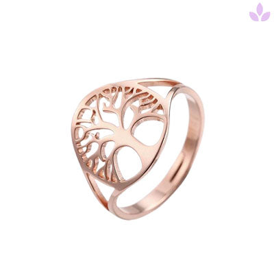 Bague Arbre de vie en acier plaqué or rose