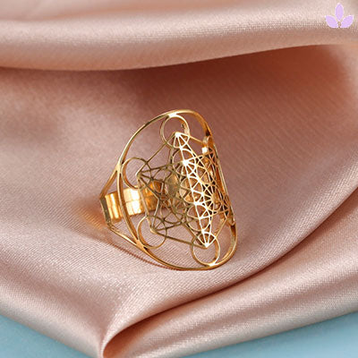 Bague Cube de Metatron Or