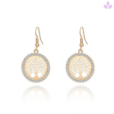 boucle d'oreille pour femme arbre de vie en or
