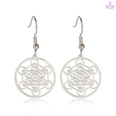 boucle d'oreille metatron argent