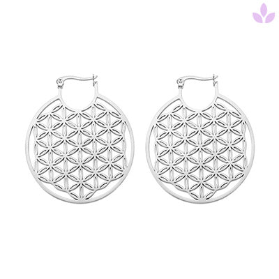 boucle oreille fleur de vie en argent
