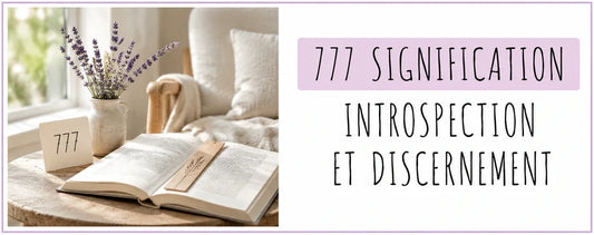 Coin lecture et titre 777 signification dans un encart lavande
