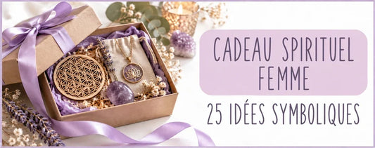 Cadeau spirituel femme : coffret avec Fleur de Vie, bijou et pierre naturelle