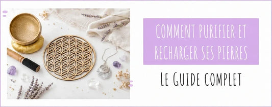 Comment purifier et recharger ses pierres avec une Fleur de Vie en bois, un bol chantant et un collier en cristal de roche