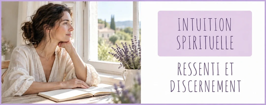 Intuition spirituelle : ressenti et discernement, avec une femme devant un carnet