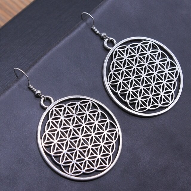Boucles d'oreille Fleur de vie en Argent