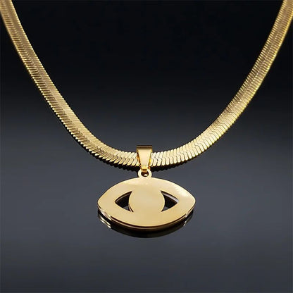 Vue arrière du pendentif Oeil Protecteur en or, révélant une finition lisse et minimaliste. Un bijou mystique au design raffiné.