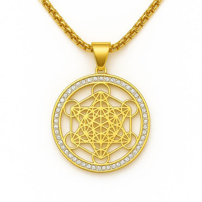 pendentif cube de métatron en or pour femme