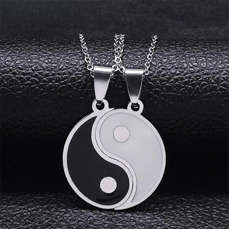 Collier Yin Yang Couple en acier inoxydable