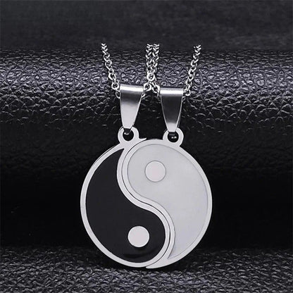 Collier Yin Yang Couple en acier inoxydable