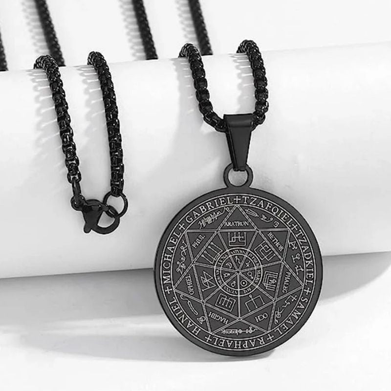 Médaille des 7 Archanges en acier inoxydable noir