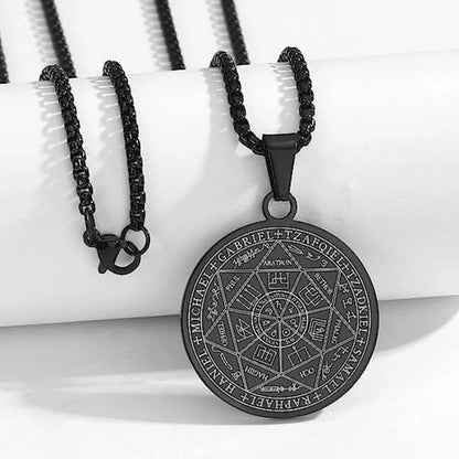 Médaille des 7 Archanges en acier inoxydable noir