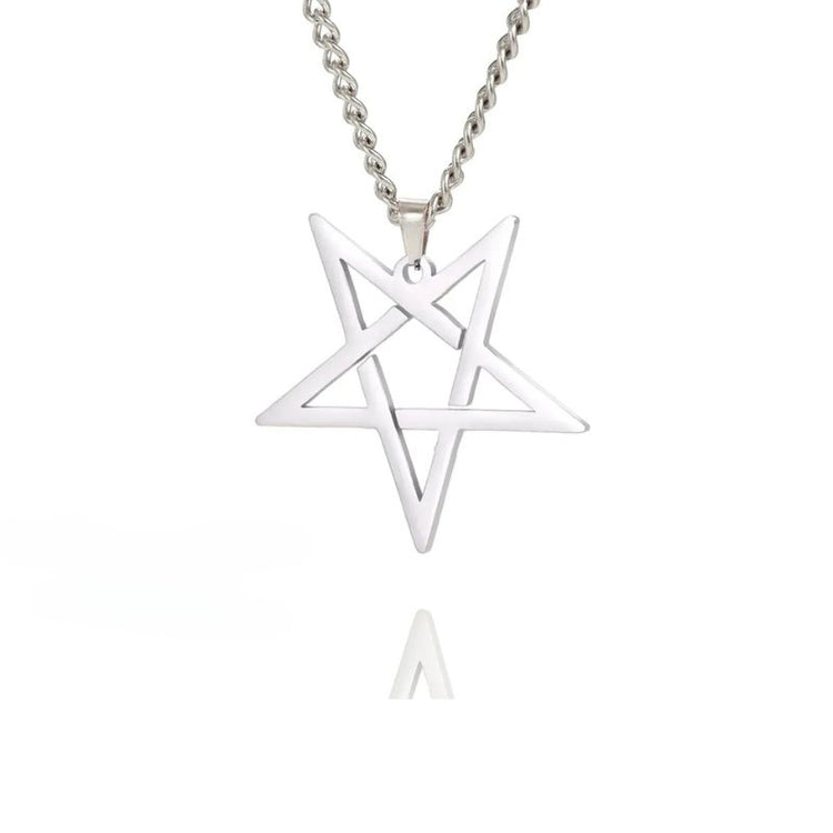 Pendentif pentacle en acier inoxydable argent
