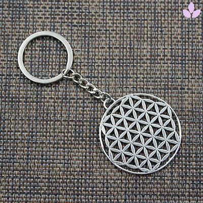 Verso du porte-clé fleur de vie argenté
