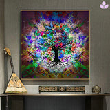 tableau multicolore arbre de vie