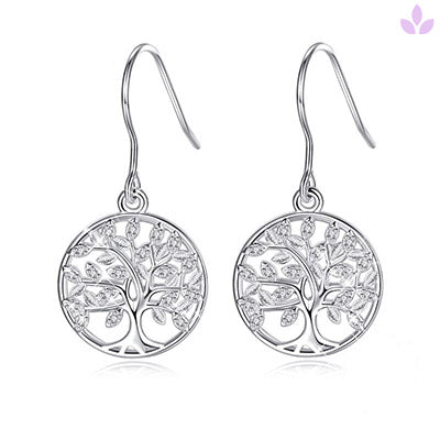 boucle d'oreille arbre de vie en argent