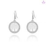 boucle d'oreille pour femme arbre de vie en argent