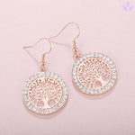 boucles d'oreille pour femme arbre de vie en or rose