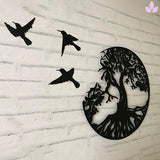 décoration murale arbre métal et oiseaux